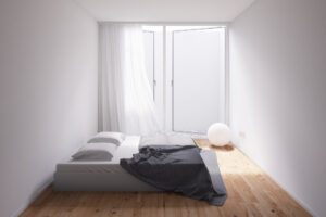 minimalistisches Schlafzimmer Bett