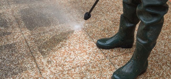 Waschbetonplatten reinigen: Vermooste und verwitterte Gartenplatten wieder sauber bekommen